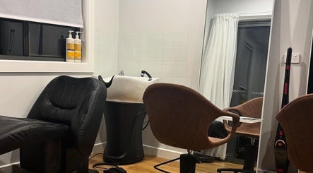 Modern salon chair and washbasin at Smart Hair Studio, Terang, Victoria, AU.