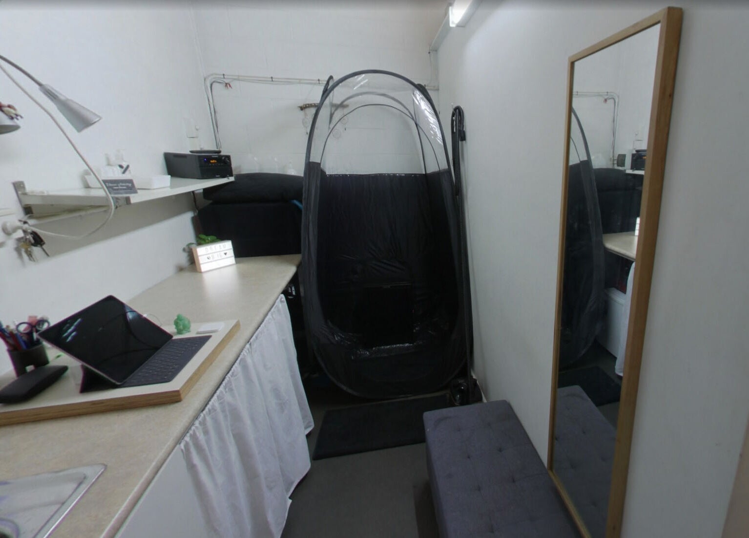 Relaxing beauty room at Venus Artistry Brow and Lash Studio, Sydney, New South Wales, AU.