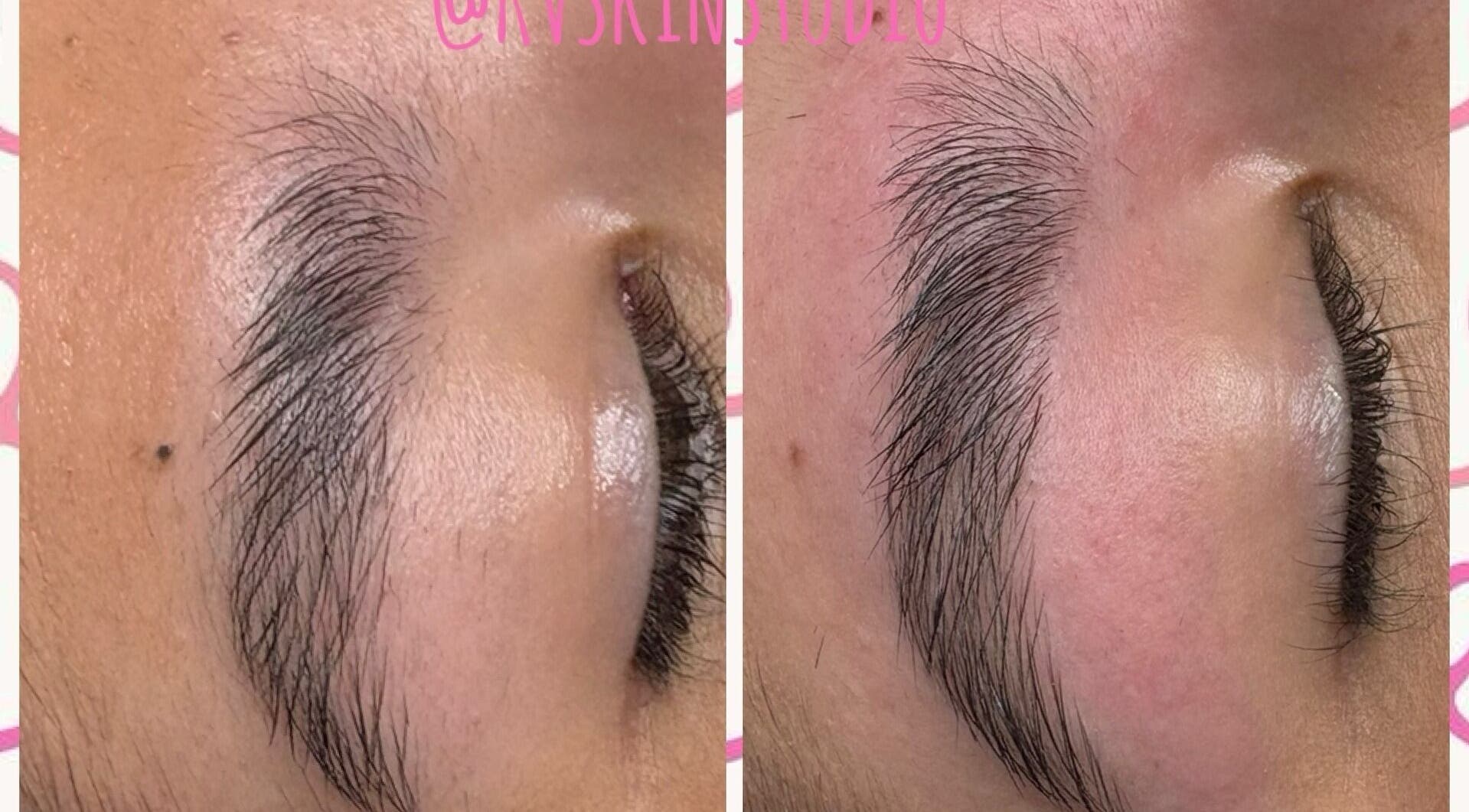 Eyebrow transformation at KV Skin Studio (Gilbert), showcasing clean, defined brows in Gilbert, Arizona, US.