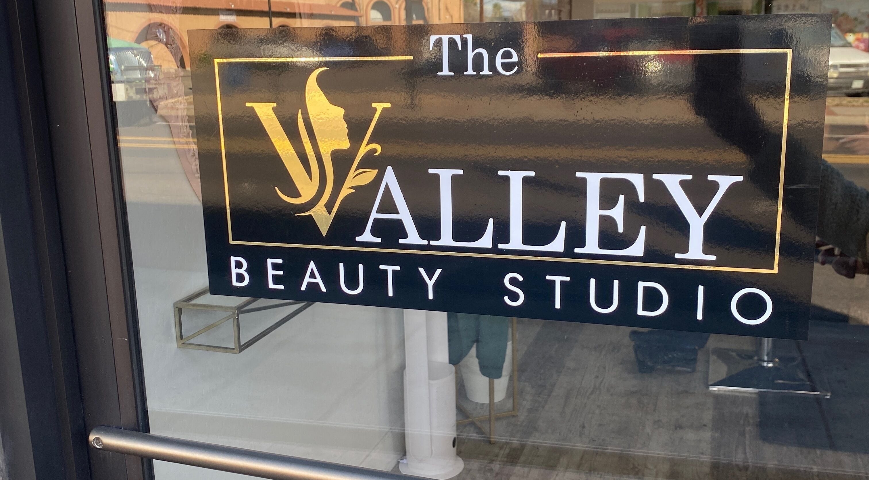 KV Skin Studio entrance sign, Glendale, Arizona, US.