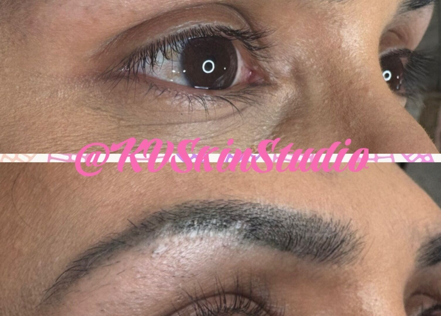 Expert eyebrow transformation at KV Skin Studio, Glendale, Arizona, US showcasing flawless arches.