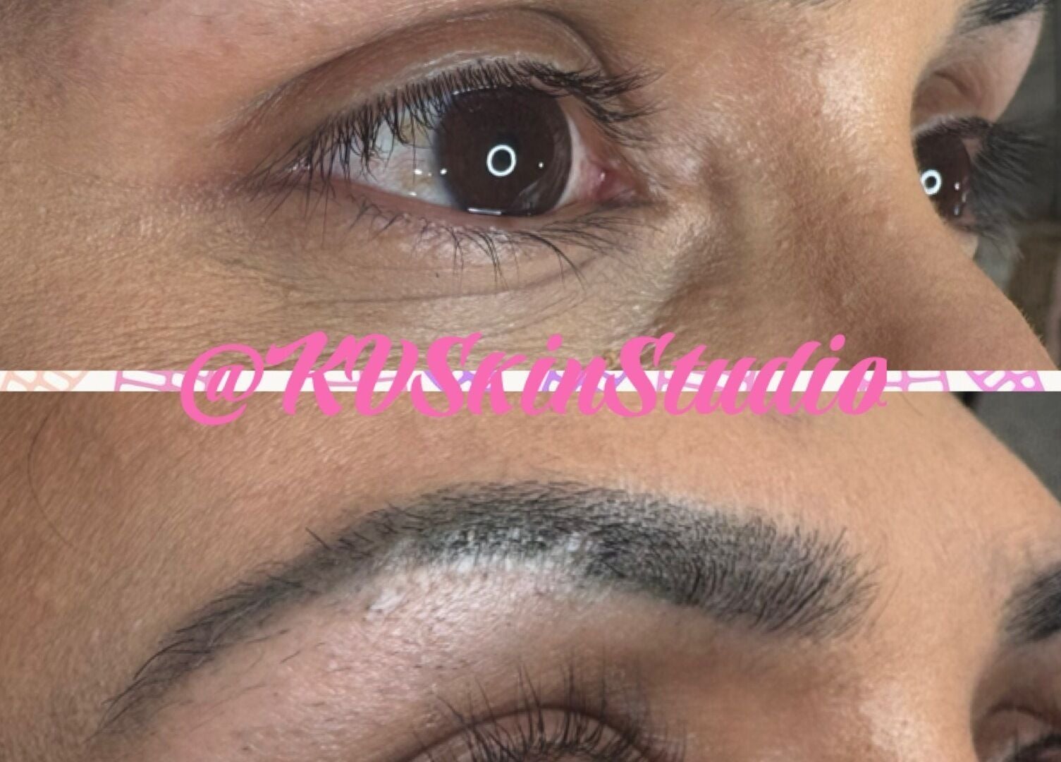 Expert eyebrow transformation at KV Skin Studio, Glendale, Arizona, US showcasing flawless arches.