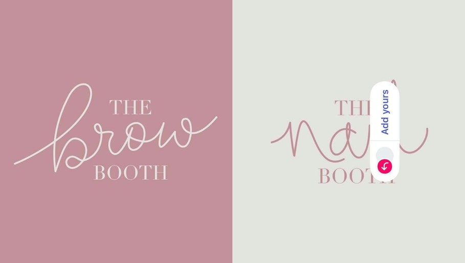 The Brow Booth logo design on a pink background, Sheffield, England, GB.