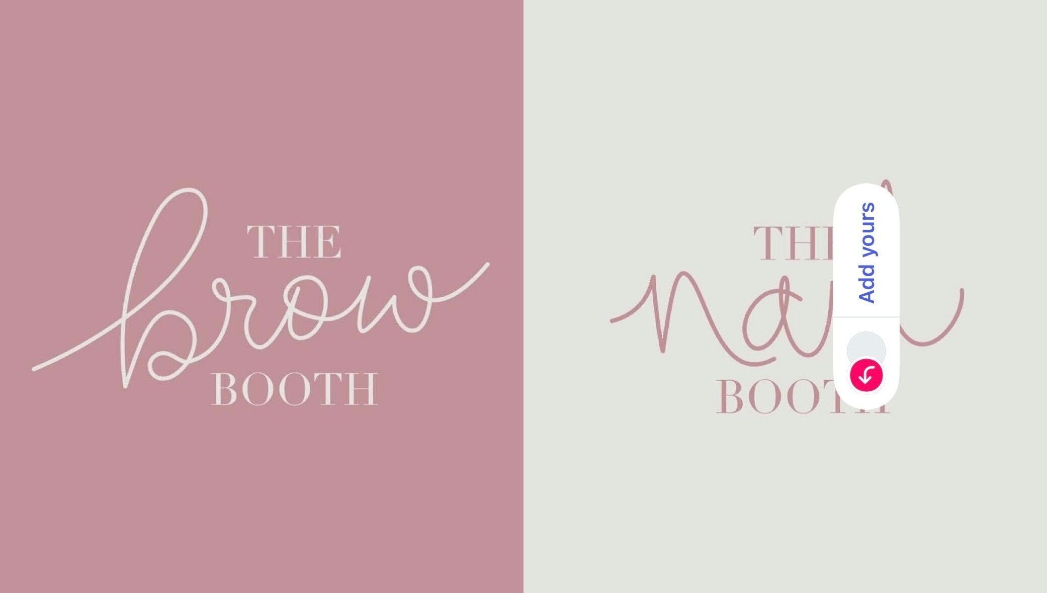 The Brow Booth logo design on a pink background, Sheffield, England, GB.