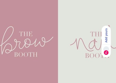The Brow Booth logo design on a pink background, Sheffield, England, GB.