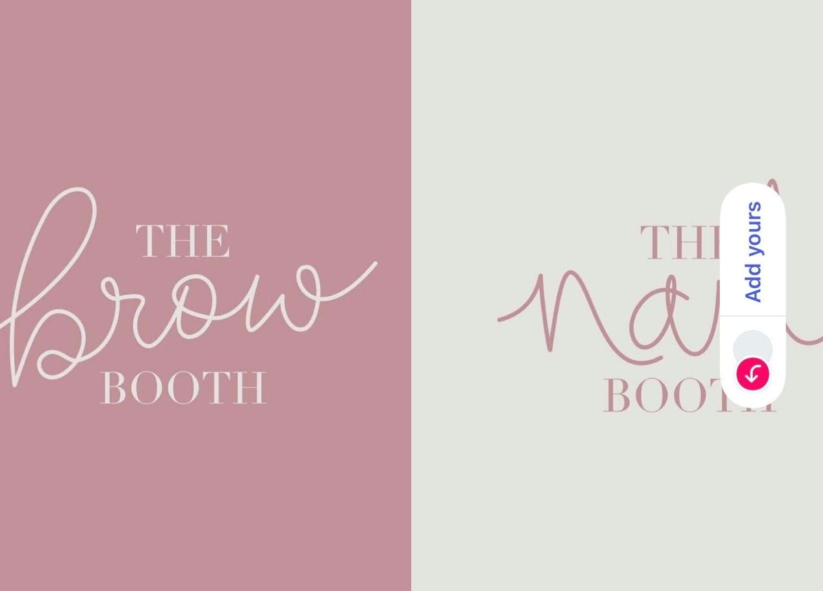 The Brow Booth logo design on a pink background, Sheffield, England, GB.