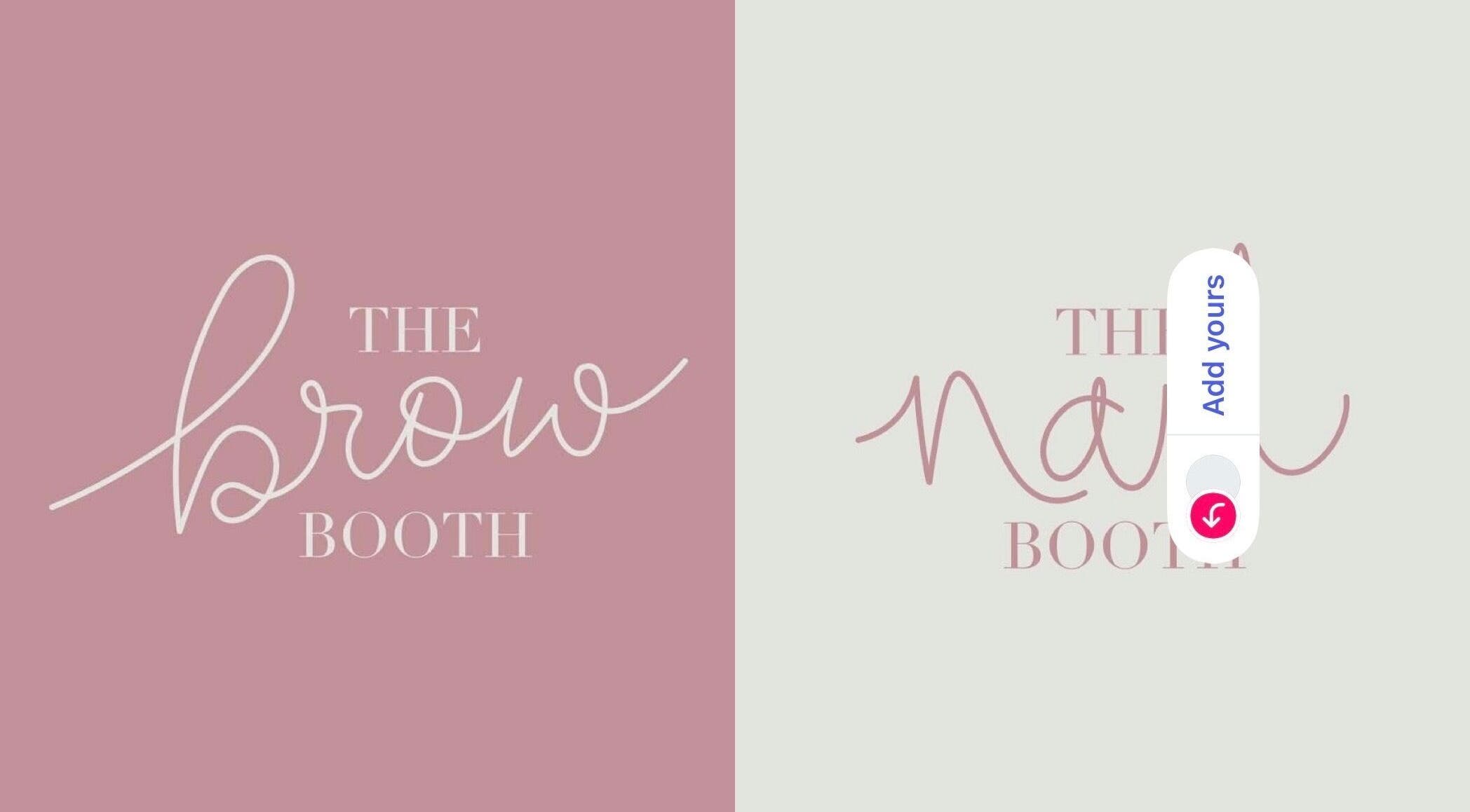 The Brow Booth logo design on a pink background, Sheffield, England, GB.