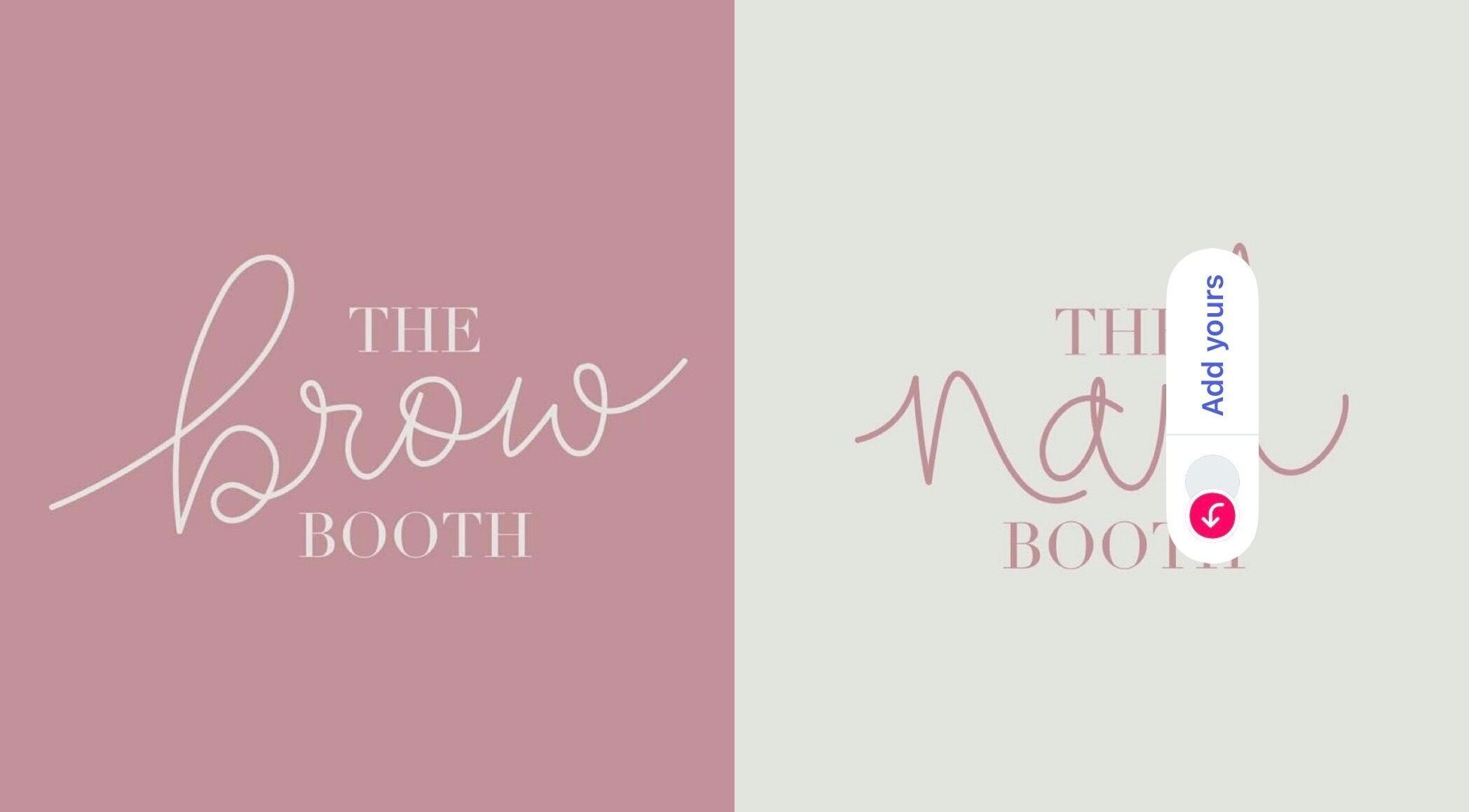 The Brow Booth logo design on a pink background, Sheffield, England, GB.
