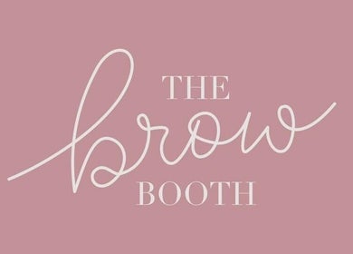 Logo of The Brow Booth, a beauty venue in Sheffield, England, GB, with elegant pink and white design.