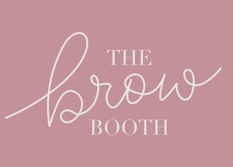 Logo of The Brow Booth, a beauty venue in Sheffield, England, GB, with elegant pink and white design.