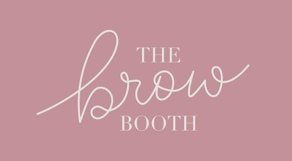 Logo of The Brow Booth, a beauty venue in Sheffield, England, GB, with elegant pink and white design.