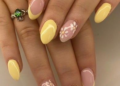 Floral yellow nail art at Allure Beauty 🤍, Carrick-on-shannon, County Leitrim, IE.
