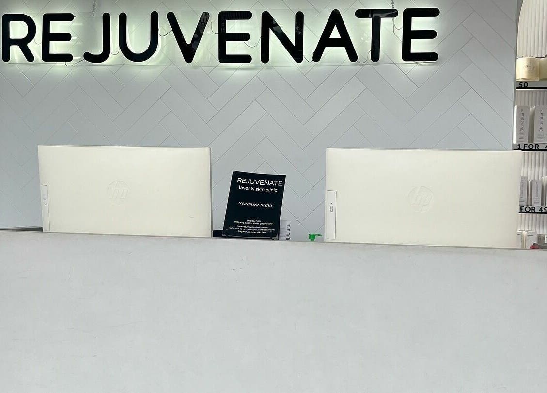 Reception area at Rejuvenate Laser & Skin Clinic in Pascoe Vale, VIC, AU showcasing elegant design.