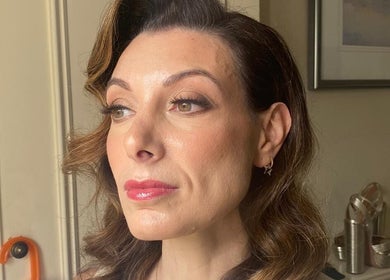 Close-up of woman with refined makeup by B Yo Uty Hair and Beauty Mobile Service, London, England, GB.