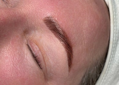Close-up of well-groomed eyebrows at Saoirse Skin and Beauty, Melbourne, Victoria, AU.
