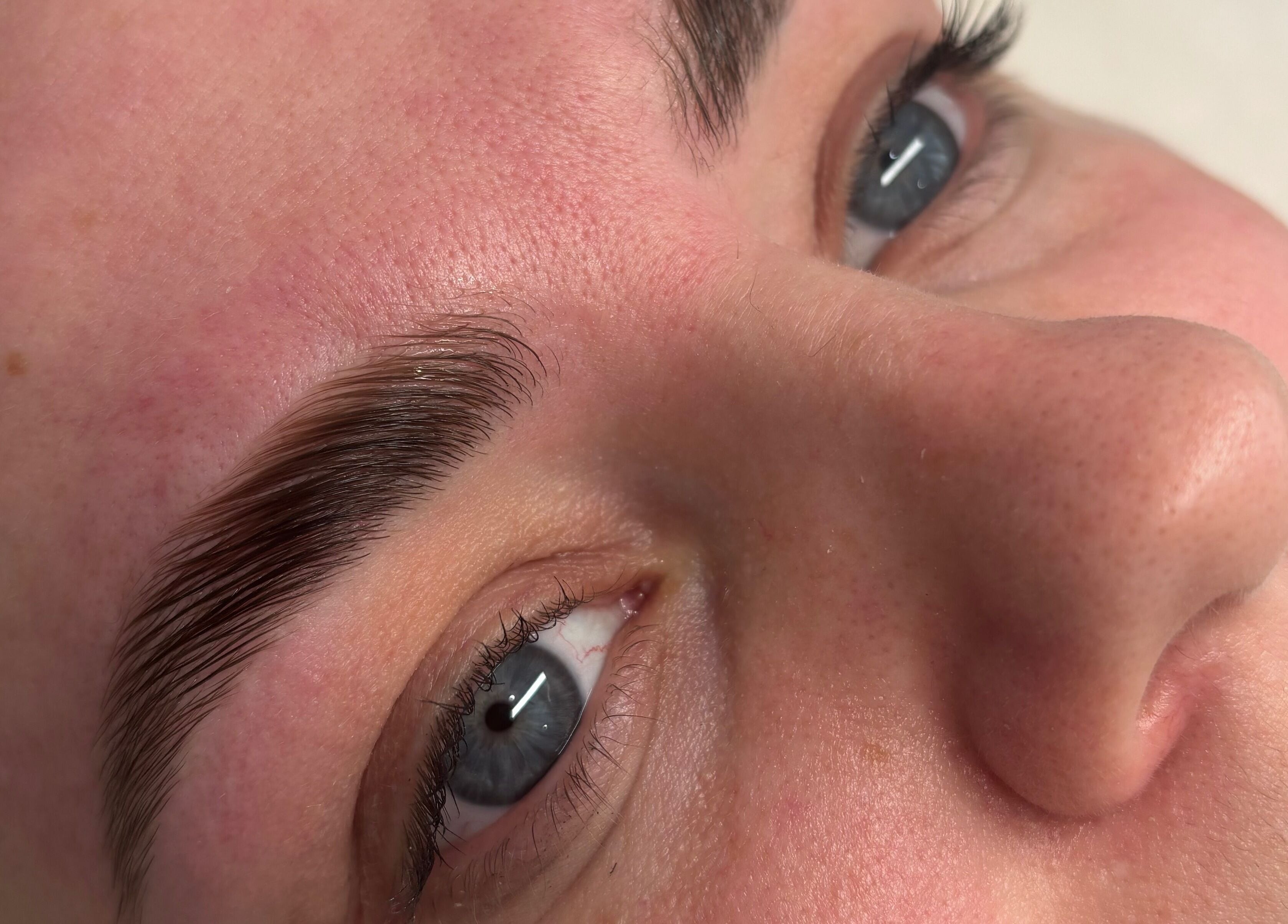 Close-up of perfectly shaped eyebrows at Saoirse Skin and Beauty, Melbourne, Victoria, AU.