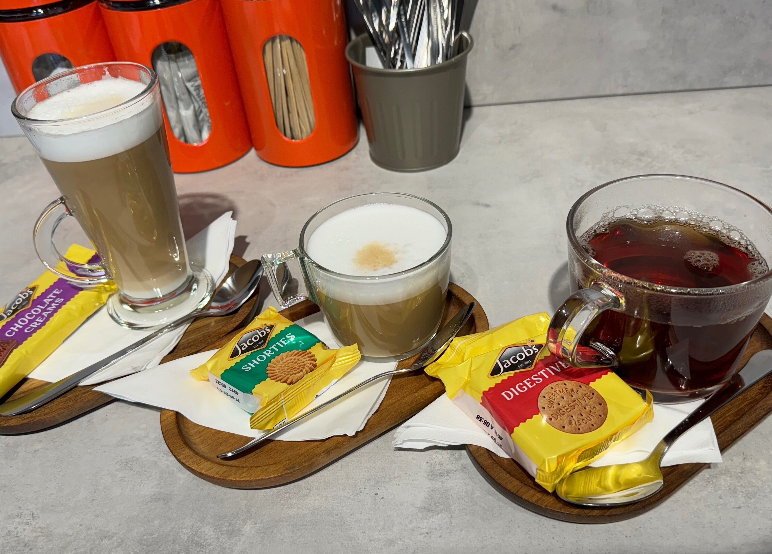 Coffee and tea with biscuits at Elite Hair Extensions, Dublin, County Dublin, IE.