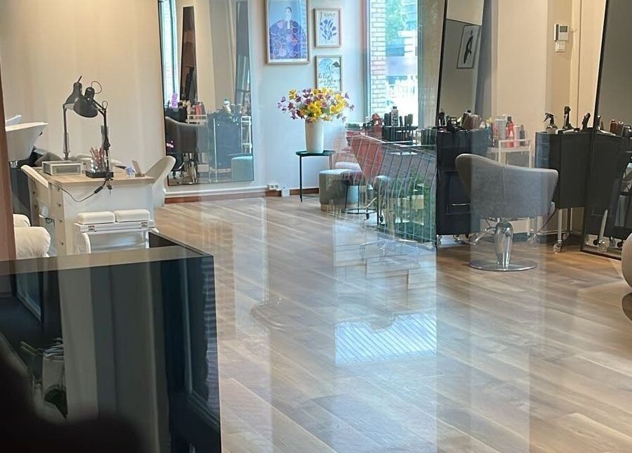 Modern salon interior with sleek decor at Eliana Martt, Eindhoven, Noord-Brabant, NL.