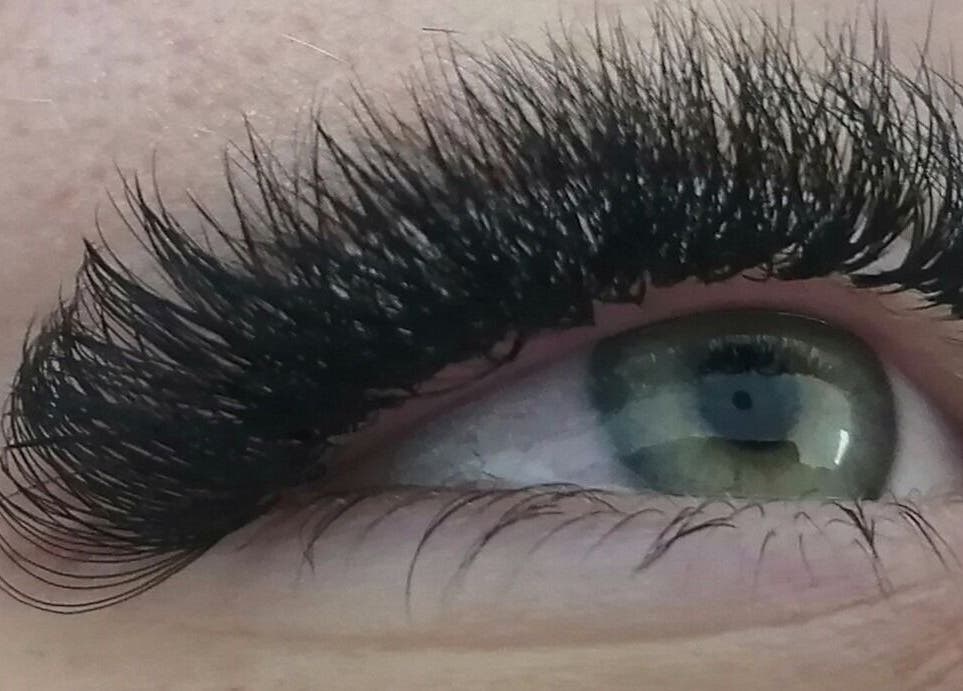 Close-up of lush eyelash extensions at Dare 2B Beautiful, Boksburg, Gauteng, ZA.