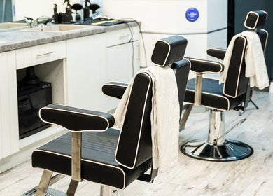 Stylish barber chairs at Barberista, Celbridge, County Kildare, IE offering luxury grooming experience.
