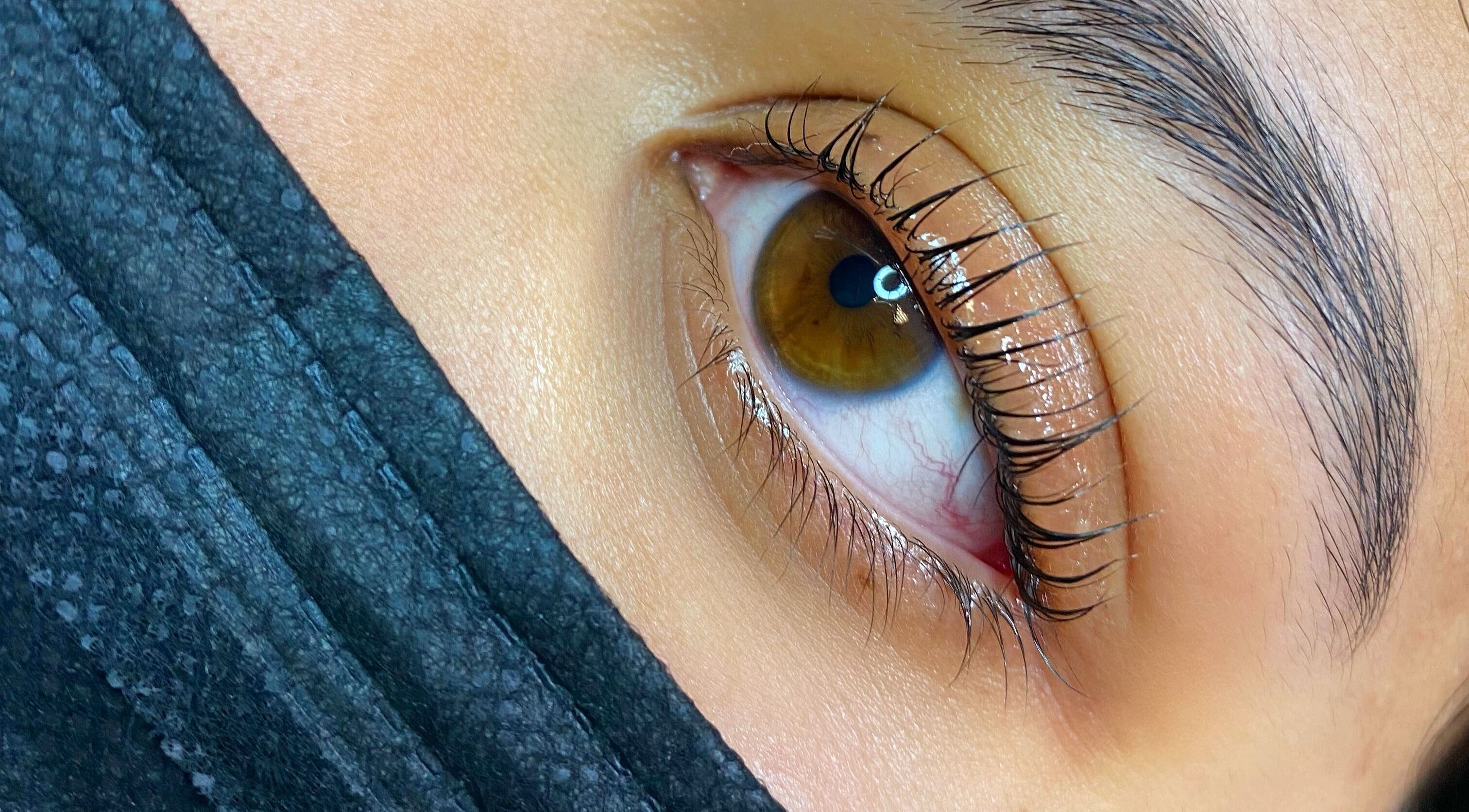 Closeup of refined eyelashes at LashFit Artists - Eyelash & Brow Professionals, Cape Town, Western Cape, ZA.