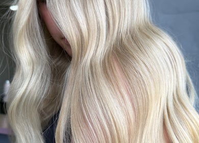 Shiny blonde hair styled at Peppers Hair and Beauty in Scone, New South Wales, AU.