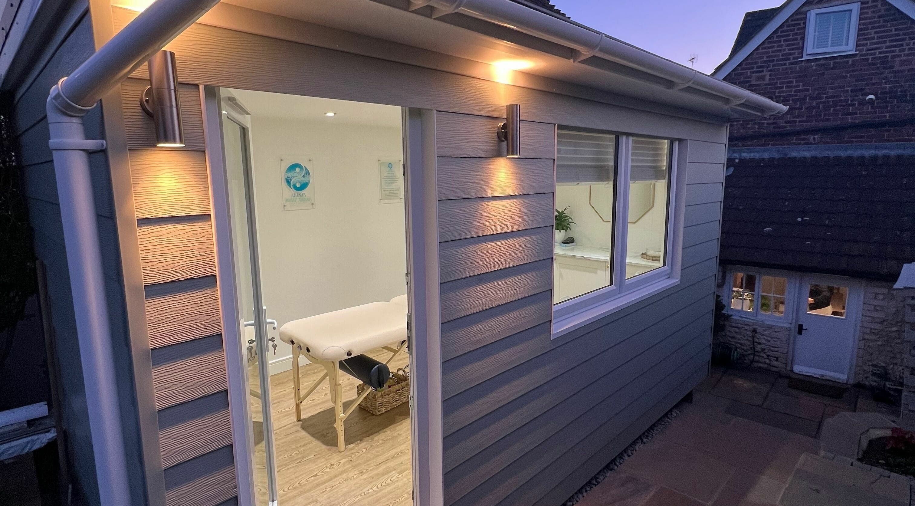 Exterior view of Coleman's Massage Therapies in Portsmouth, England, GB, showcasing a tranquil massage room.