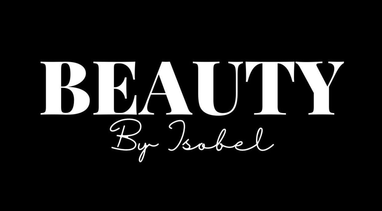 Beauty By Isobel - Mynytho branding logo with text on black background, Pwllheli, Wales, GB.