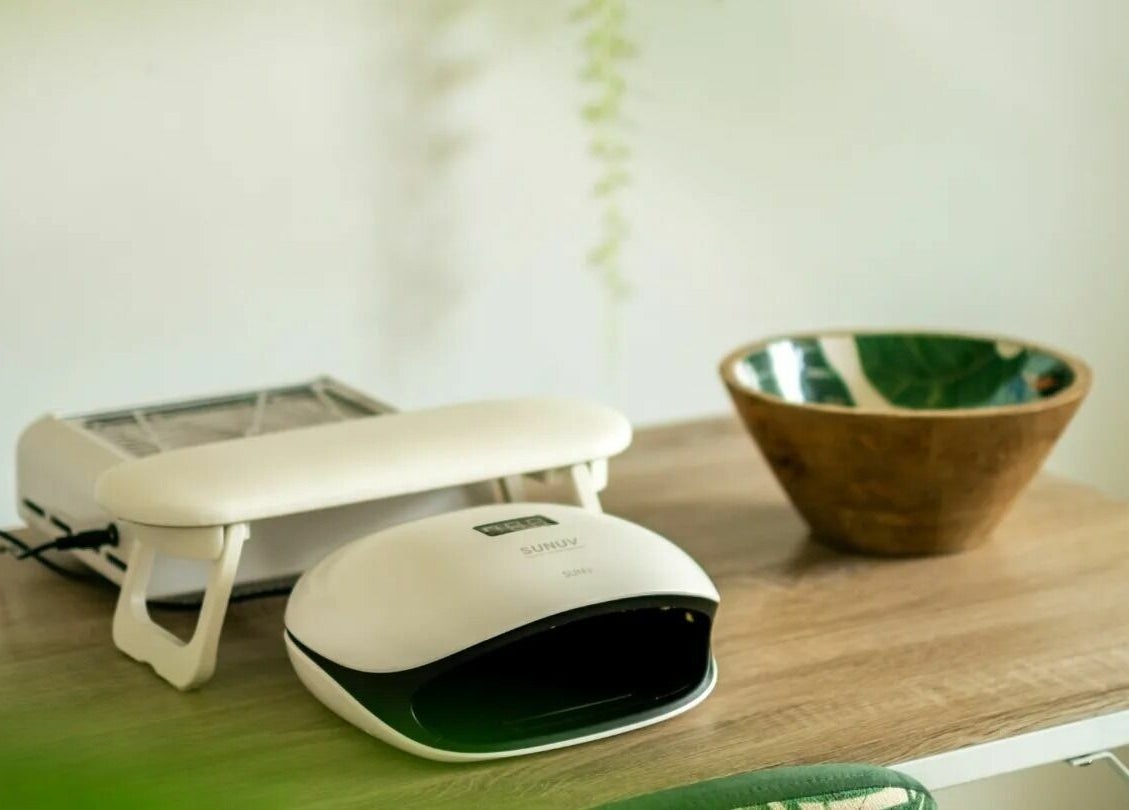Nail spa table at The Green Sanctuary, Swadlincote, England, GB featuring modern equipment and a serene setting.