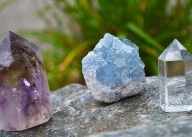 Healing crystals at Serenity Academy of Beauty & Wellness, Wishaw, Scotland, GB, enhancing wellness ambiance.
