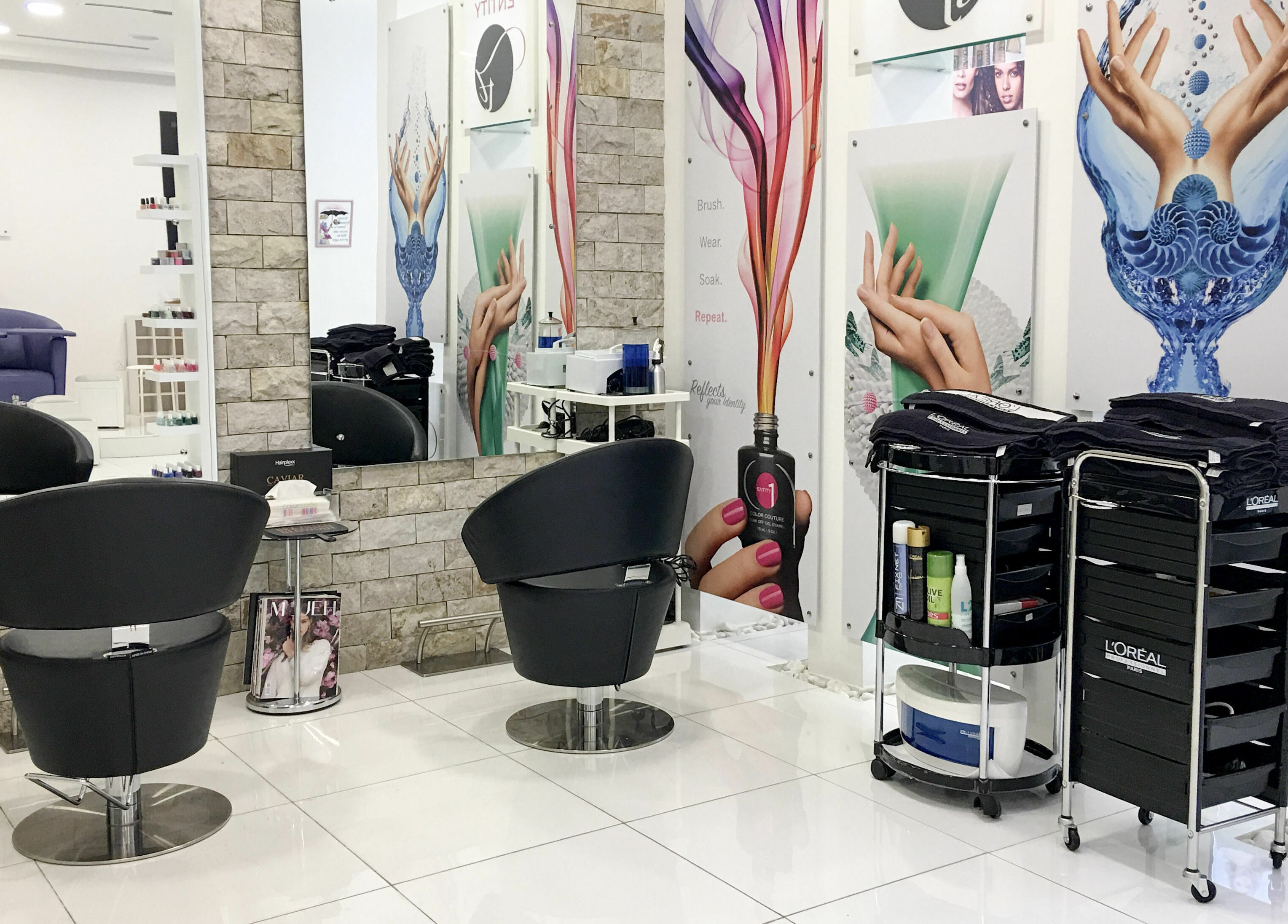 Modern salon interior at Colorcode Emirates Garden 2 Jumeirah Village Circle, Dubai, Dubai, AE with stylish seating.