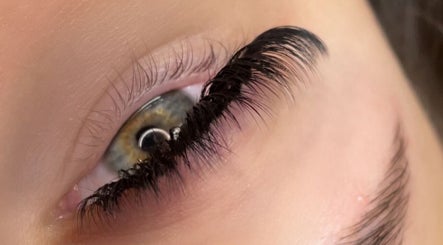 Close-up of eyelash extension at & Beauty Co., Citrus Heights, California, US.
