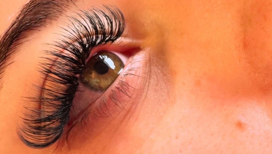 Close-up of lush eyelashes at Cherry Blossom Beauty in Thornaby, England, GB.