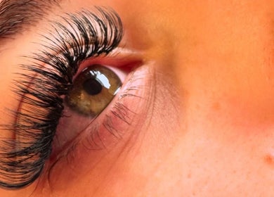 Close-up of lush eyelashes at Cherry Blossom Beauty in Thornaby, England, GB.