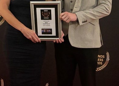 Halo Hair Salon team in Malton, England, celebrate winning business award.