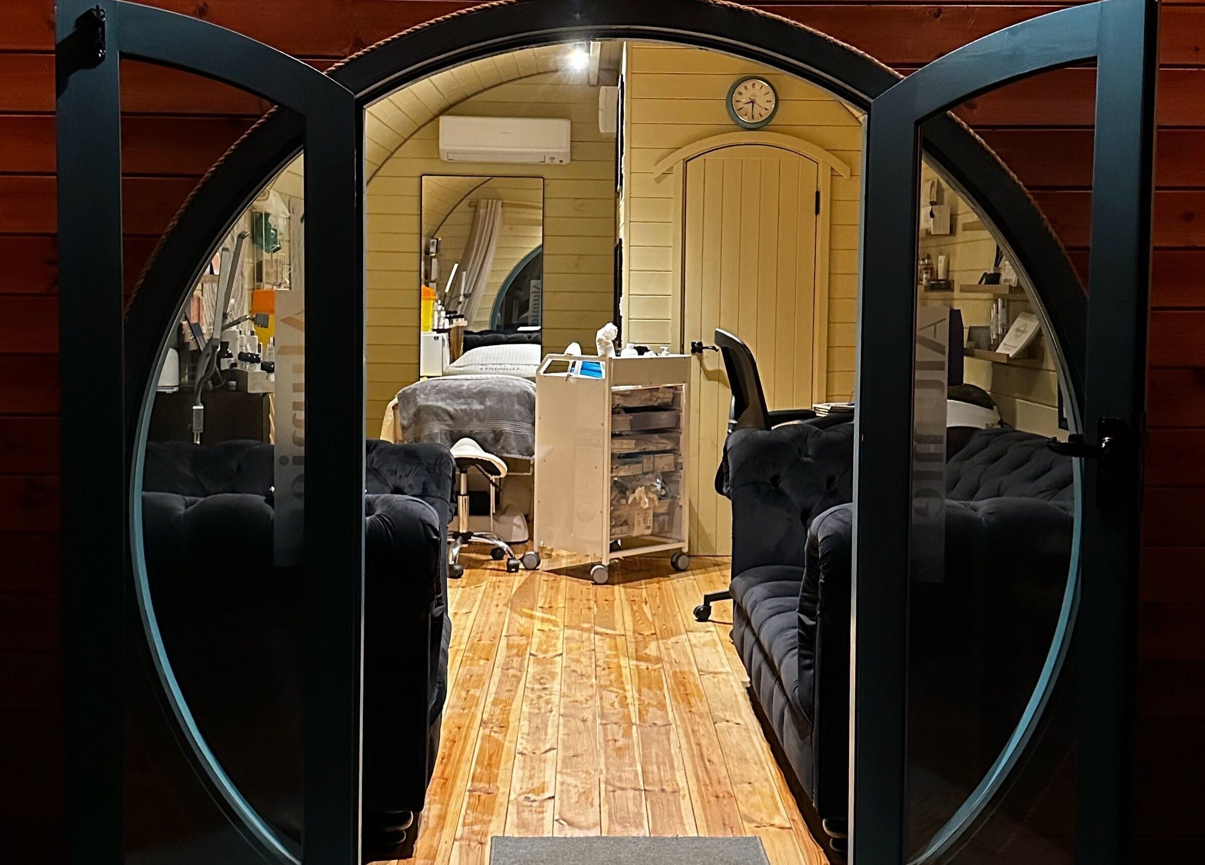 Entrance to a serene treatment room at Sophie Rae Medical, Dover, located in Guston, England, GB.