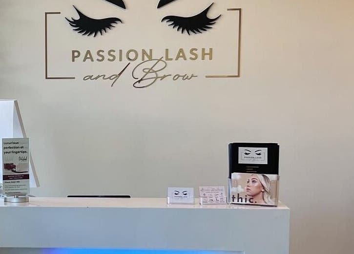 Reception at Passion Lash and Brow in Mount Hawthorn, Western Australia, AU, showcasing elegant decor.