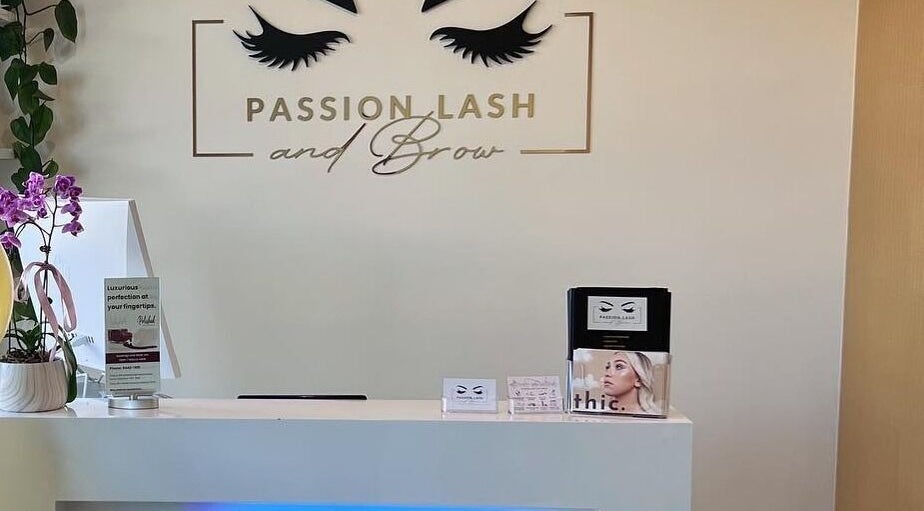Reception at Passion Lash and Brow in Mount Hawthorn, Western Australia, AU, showcasing elegant decor.
