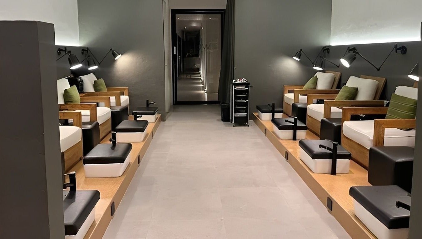 Flow Beauty Lab's elegant pedicure station in Bali, Bali, ID offers a luxurious relaxation space.