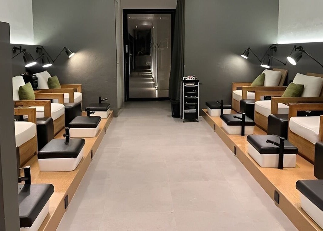 Flow Beauty Lab's elegant pedicure station in Bali, Bali, ID offers a luxurious relaxation space.