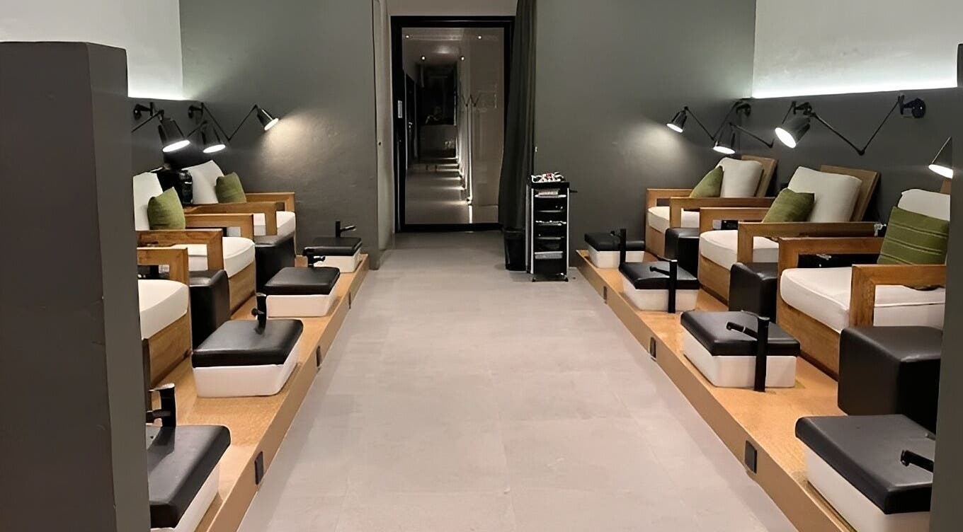 Flow Beauty Lab's elegant pedicure station in Bali, Bali, ID offers a luxurious relaxation space.