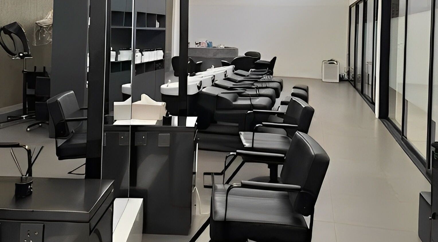 Modern salon interior with sleek chairs at Flow Beauty Lab, Bali, Bali, ID.