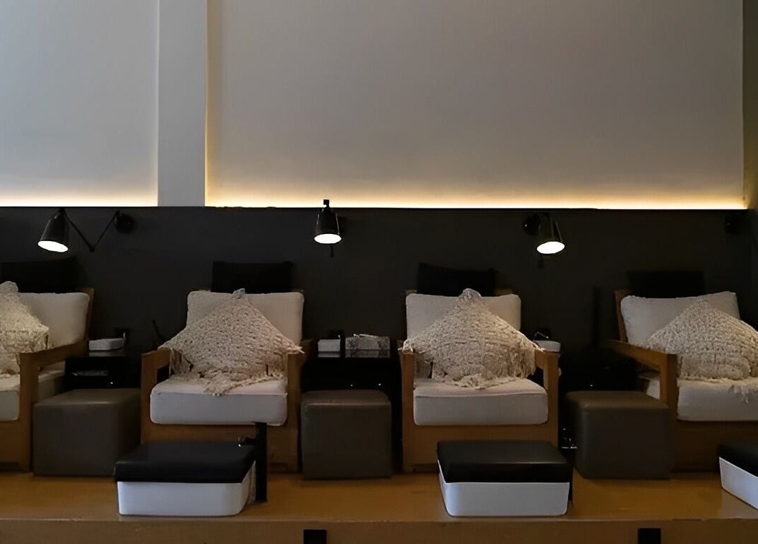 Luxurious pedicure chairs at Flow Beauty Lab, Bali, Bali, ID, offering a serene atmosphere for ultimate relaxation.