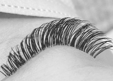 Close-up of eyelash extensions at True Lashes, House Of Beauty Framlingham in Framlingham, England, GB.