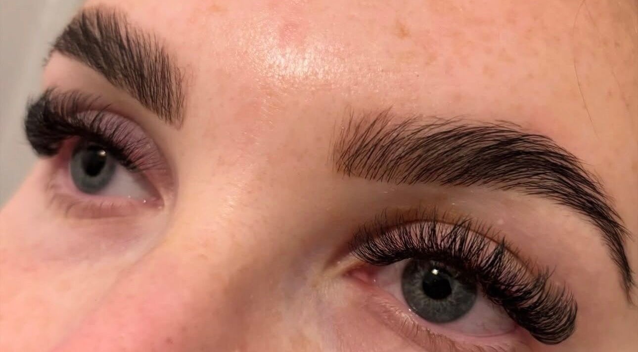 Close-up of expertly applied eyelashes at True Lashes, House Of Beauty Framlingham, in Framlingham, England, GB.