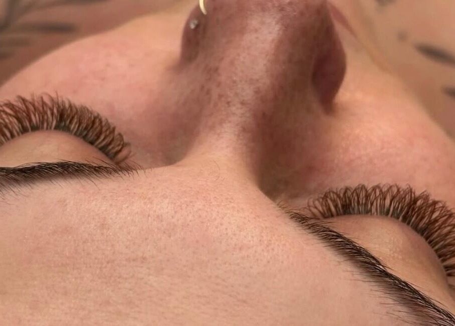 Close-up of expertly styled eyelashes at True Lashes at House Of Beauty Framlingham, Framlingham, England, GB.