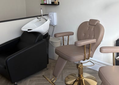 Modern salon setup at BLUSH Market Weighton, Market Weighton, England, GB with elegant chairs and wash station.