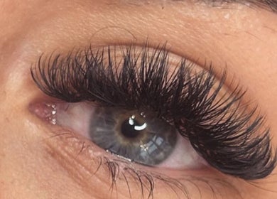 Close-up of eye with luxurious lashes at BLUSH, Sancton, England, GB.