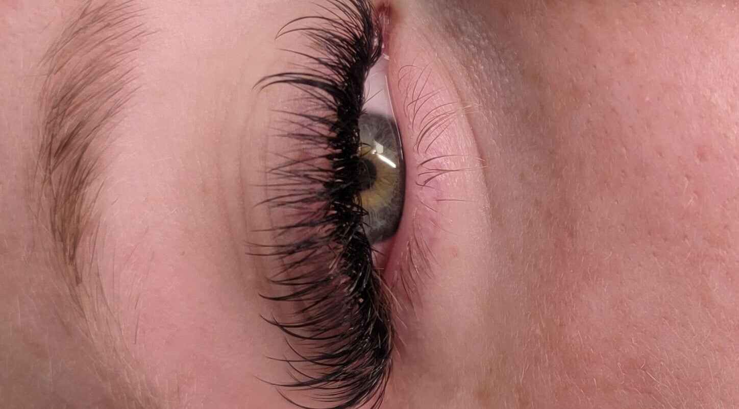 Close-up of full eyelashes at Roop Aesthetics I Academy, Sherwood Park, Alberta, CA.