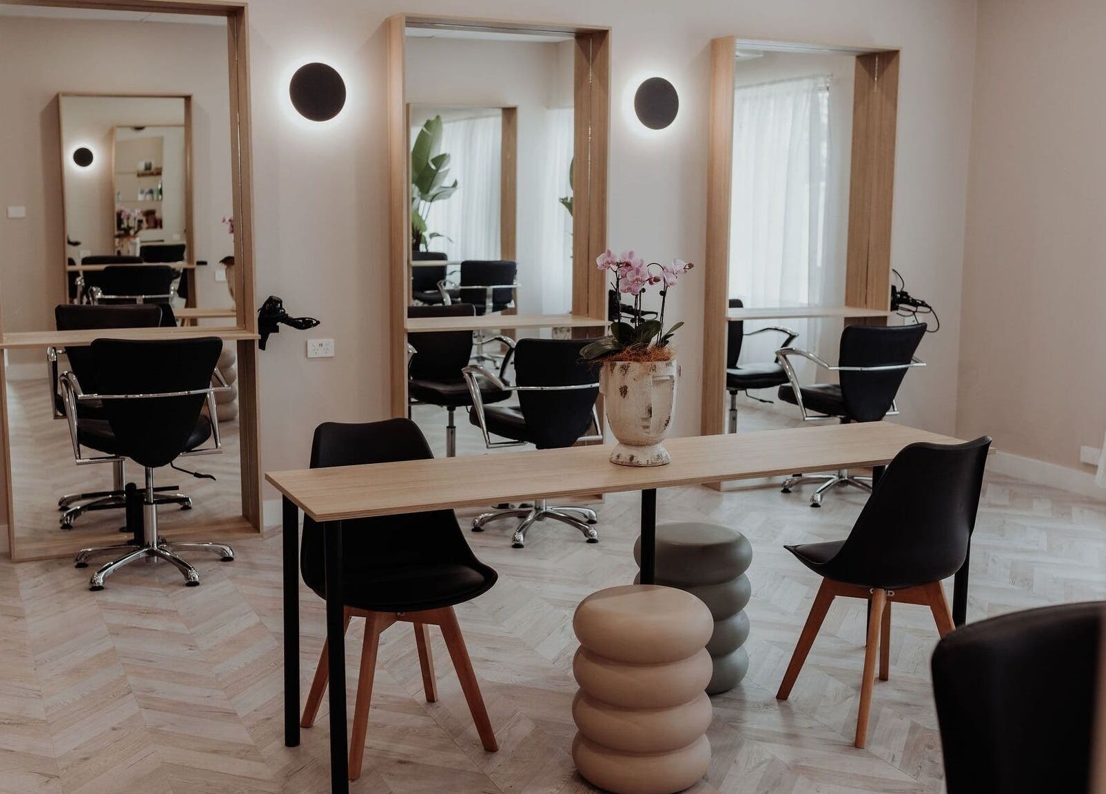 Chic salon chairs and mirrors at Soul Hair @ McGraths Hill, Mcgraths Hill, New South Wales, AU.